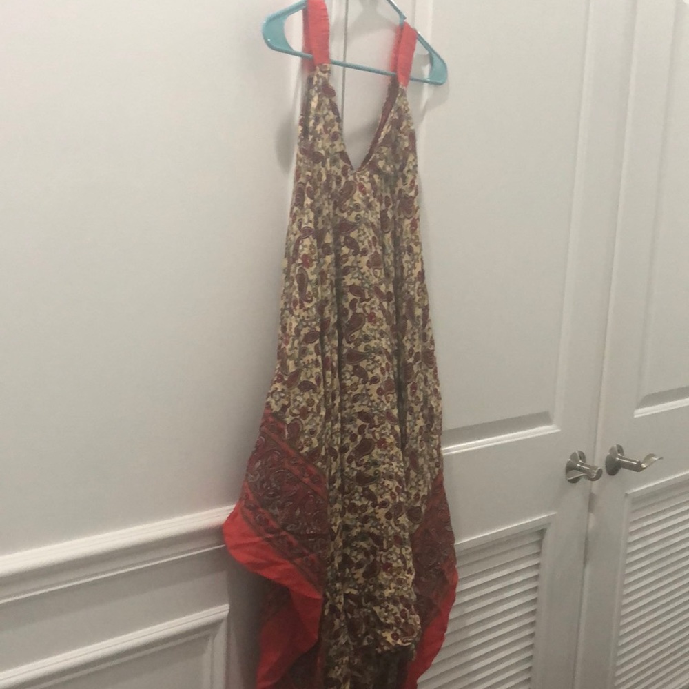 Red Accented Printed Jumpsuit